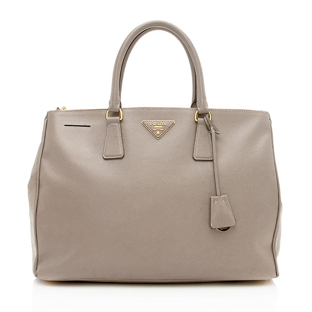 Prada Lux Double Tote Shf Leather Saffiano Medium Tote Bag