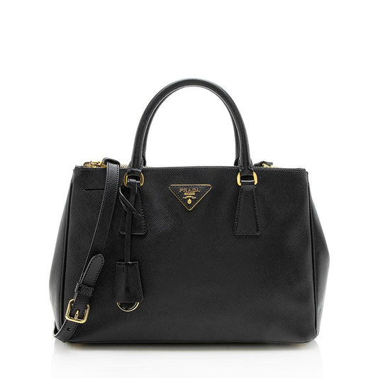 Prada Lux Double Tote Leather Saffiano Small Tote Bag
