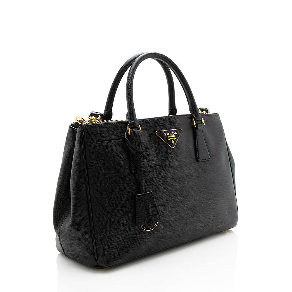 Prada Lux Double Tote Leather Saffiano Small Tote Bag
