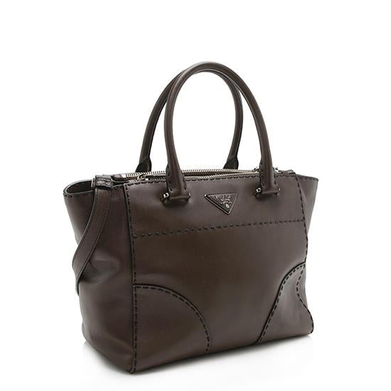 Prada Stitched City Tote Final Sale Leather Saffiano Small Tote Bag