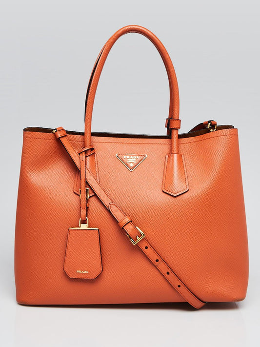 Prada Saffiano Double Handle Tote Bag Leather