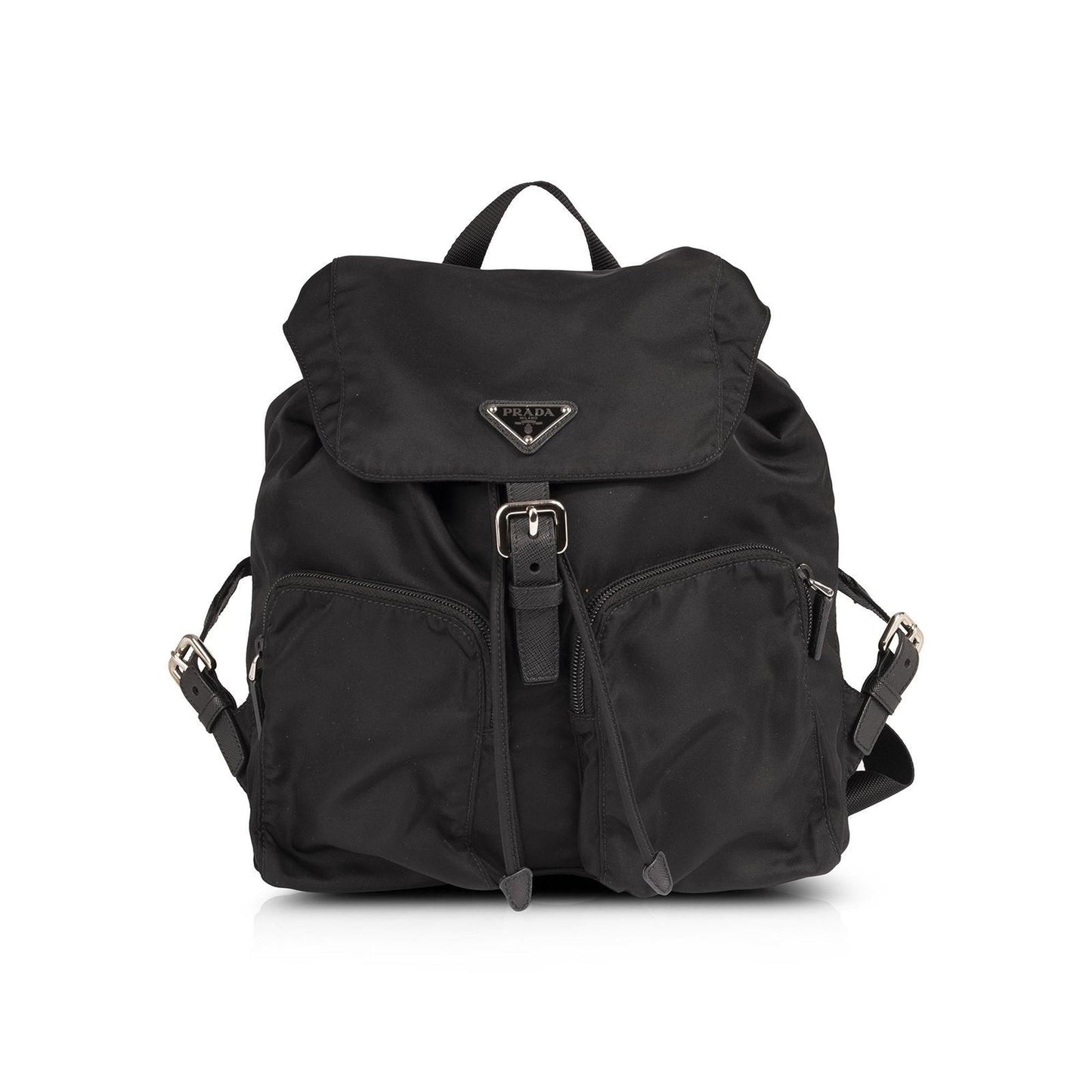 Prada Saffiano Trimmed Tessuto Backpack Handbag Leather Nylon