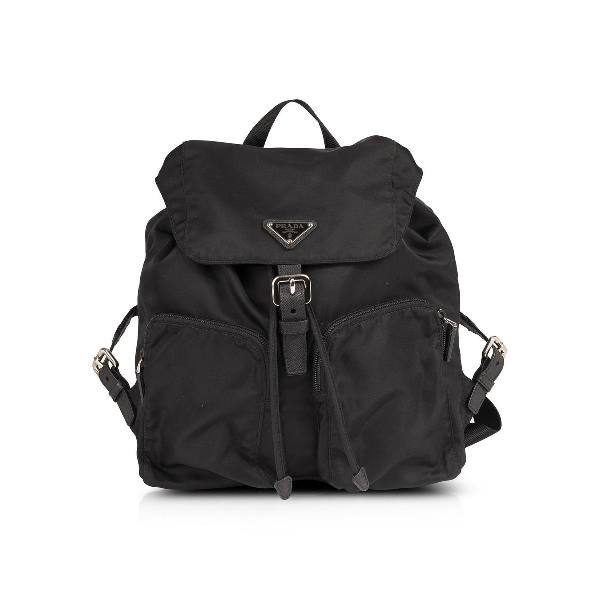 Prada Saffiano Trimmed Tessuto Backpack Handbag Leather Nylon