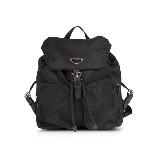 Prada Saffiano Trimmed Tessuto Backpack Handbag Leather Nylon
