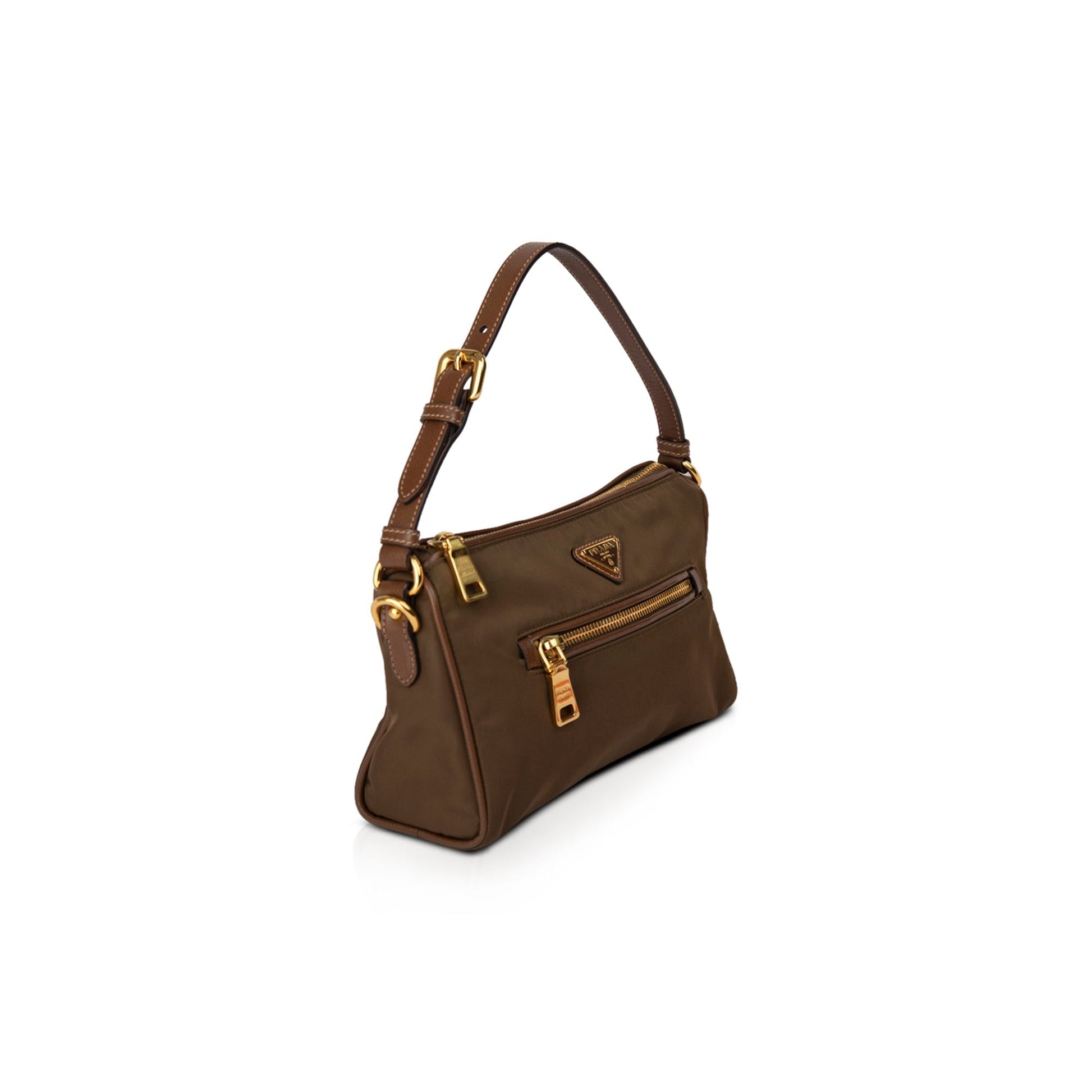 Prada Saffiano Trimmed Tessuto Camera Bag Leather Nylon Travel Bag