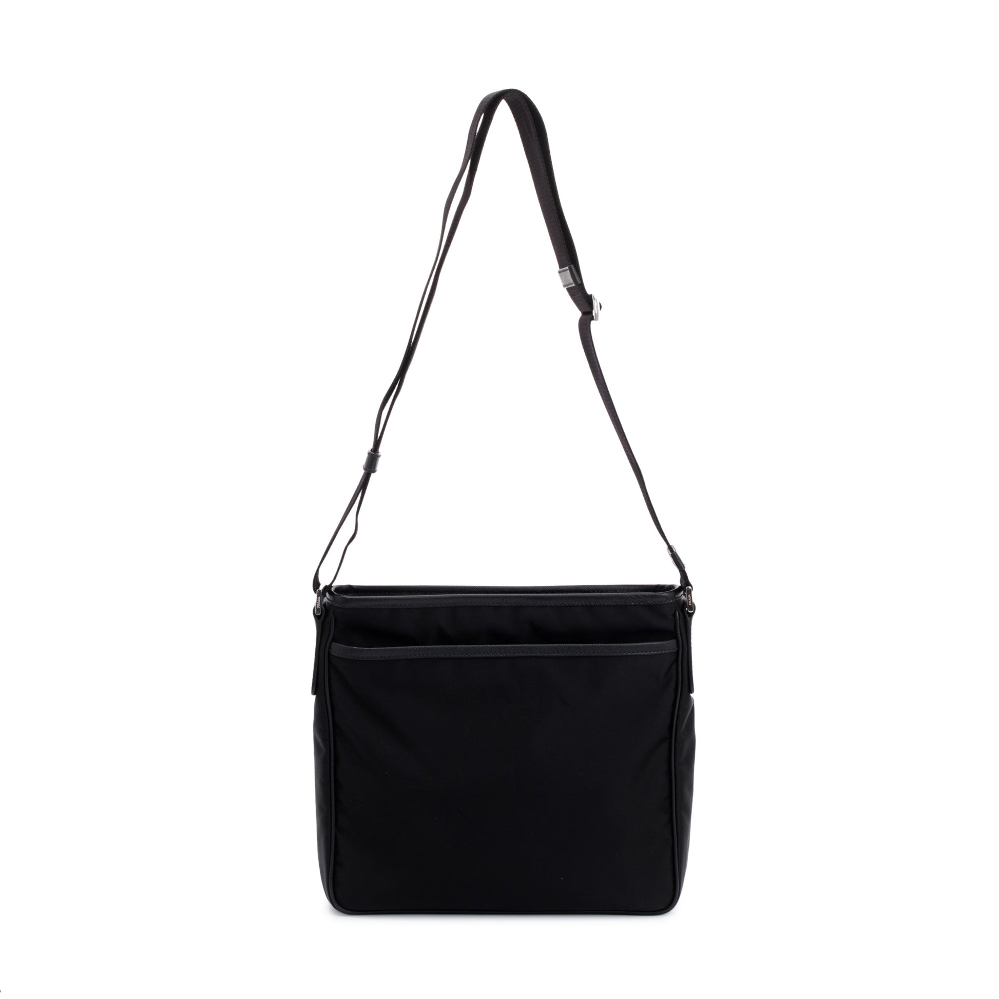 Prada Saffiano Trimmed Tessuto Messenger Bag Leather Nylon Travel Bag