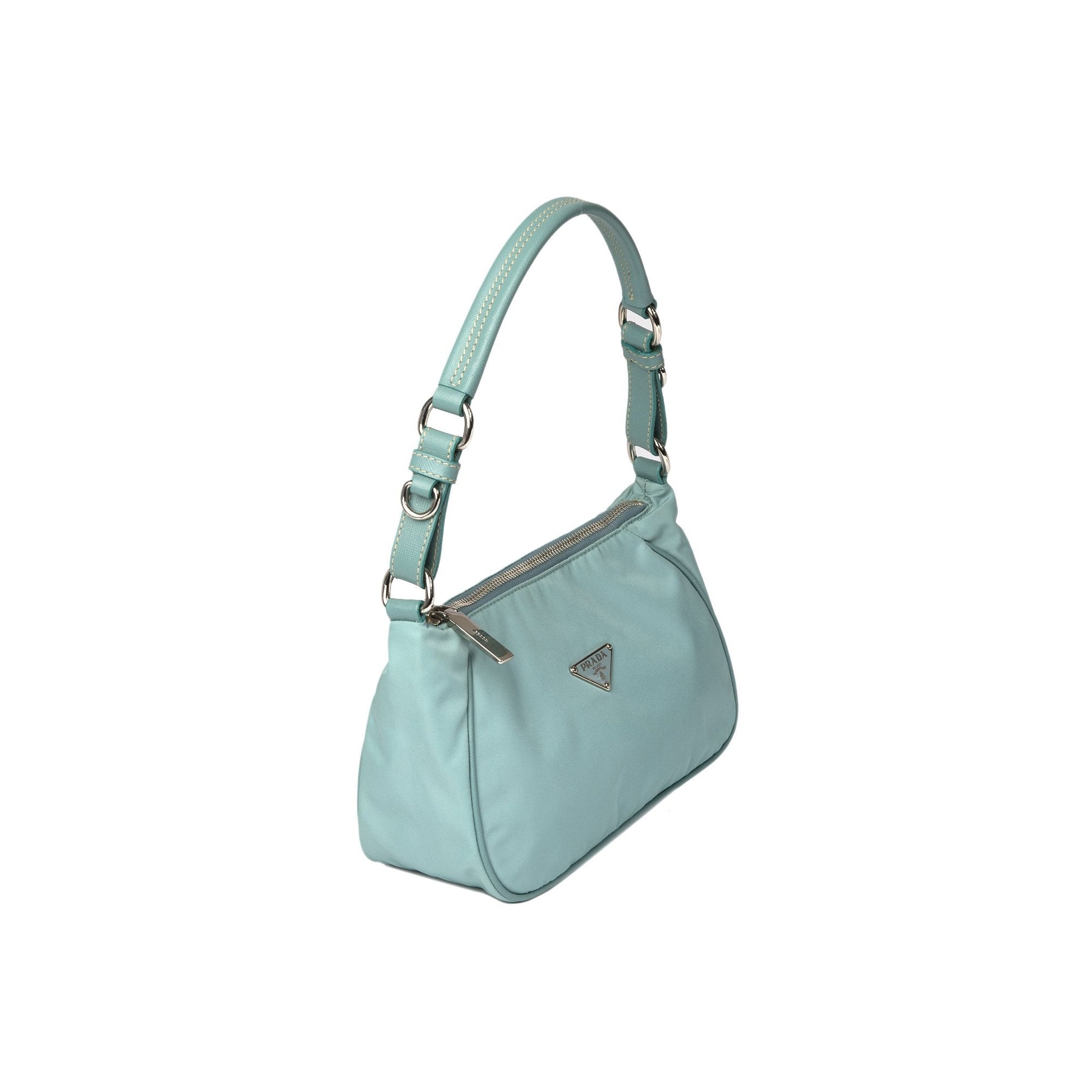 Prada Saffiano Trimmed Tessuto Shoulder Bag Leather Nylon