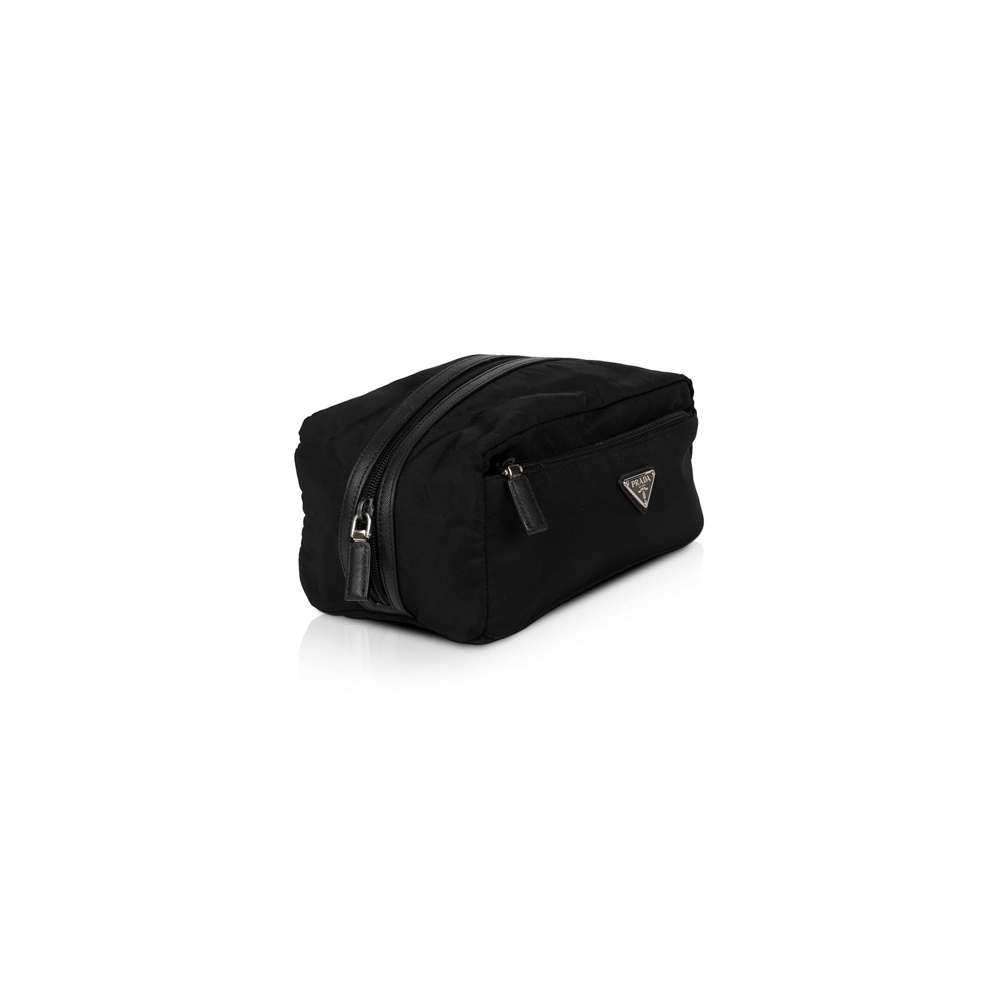 Prada Saffiano Trimmed Tessuto Toiletry Bag Leather Nylon Travel Bag