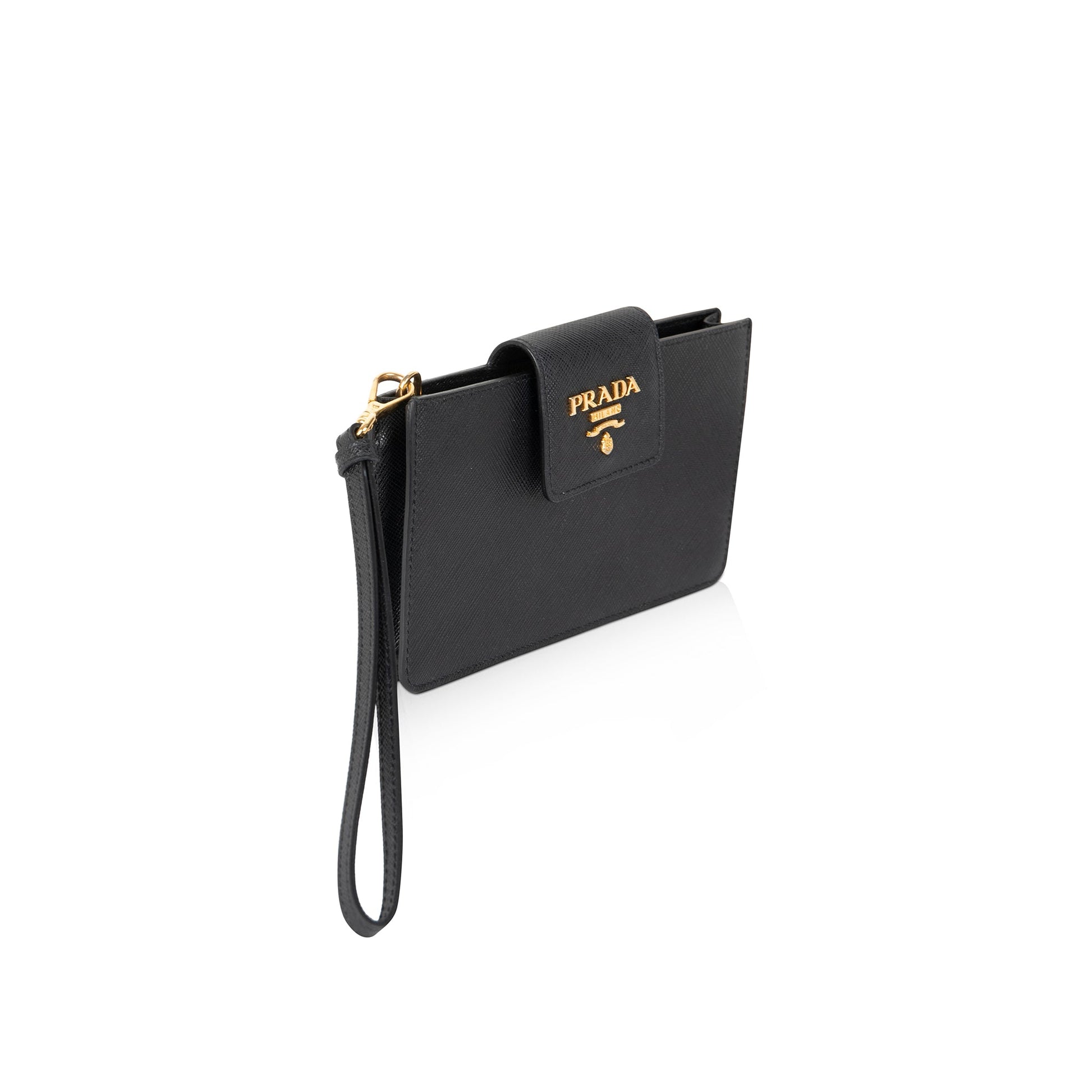Prada Saffiano Wristlet Handbag Leather Travel Bag