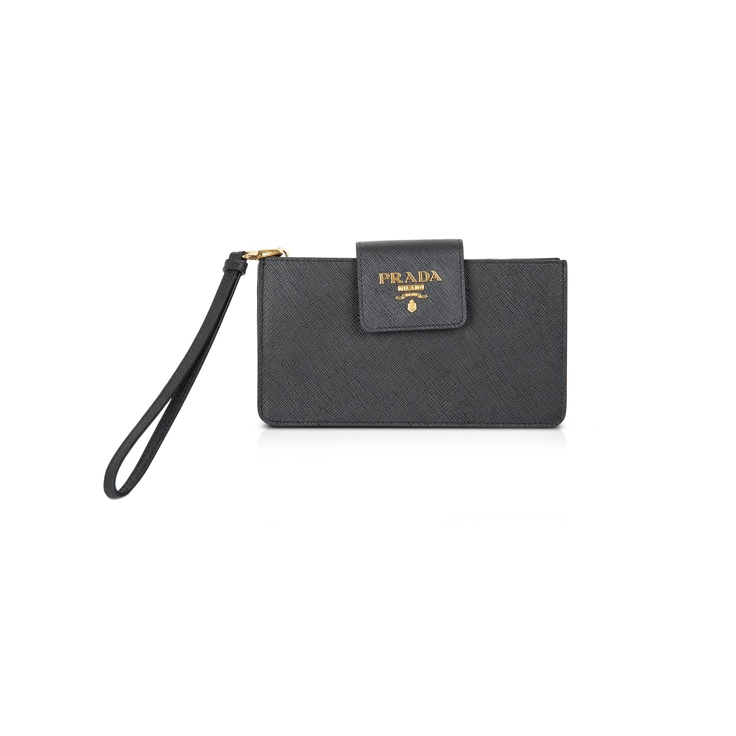 Prada Saffiano Wristlet Handbag Leather Travel Bag