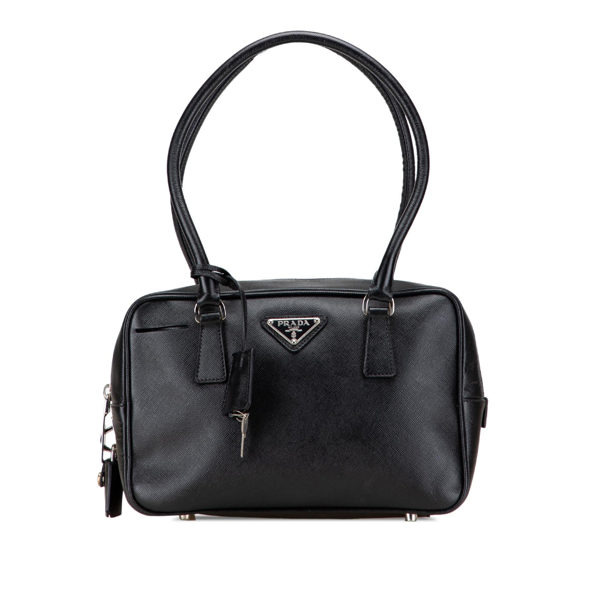 Prada Lux Bauletto Handbag Saffiano Satchel Bag