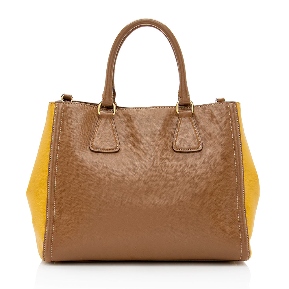 Prada Lux Bi Color Tote Shf Saffiano Medium Tote Bag