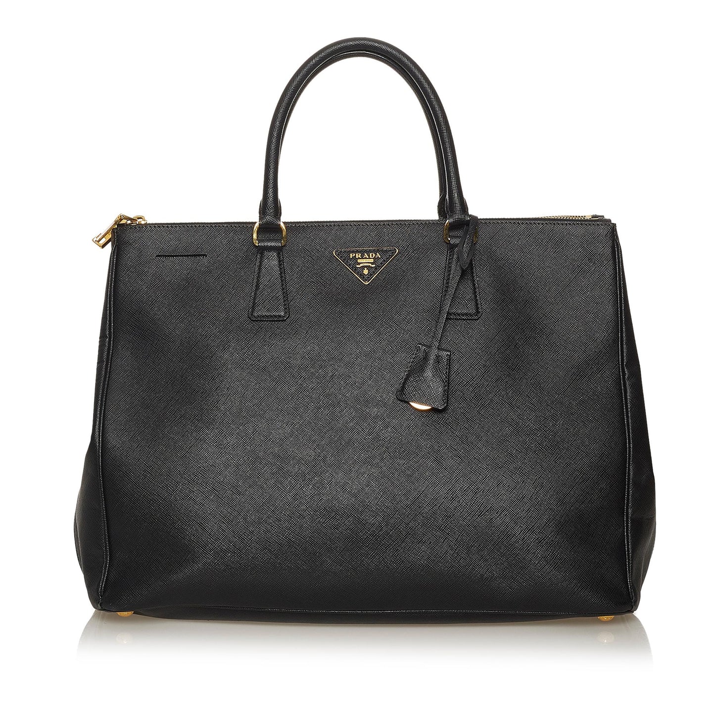 Prada Lux Double Galleria Tote Bag Shg Saffiano Zip