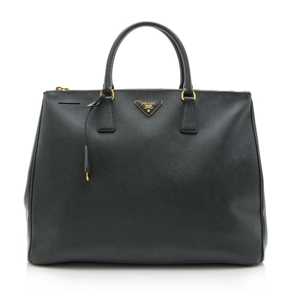 Prada Lux Double Tote Saffiano Large Zip Tote Bag