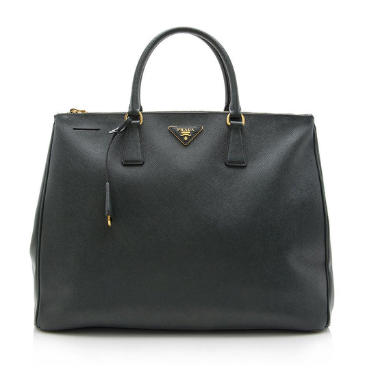 Prada Lux Double Tote Saffiano Large Zip Tote Bag