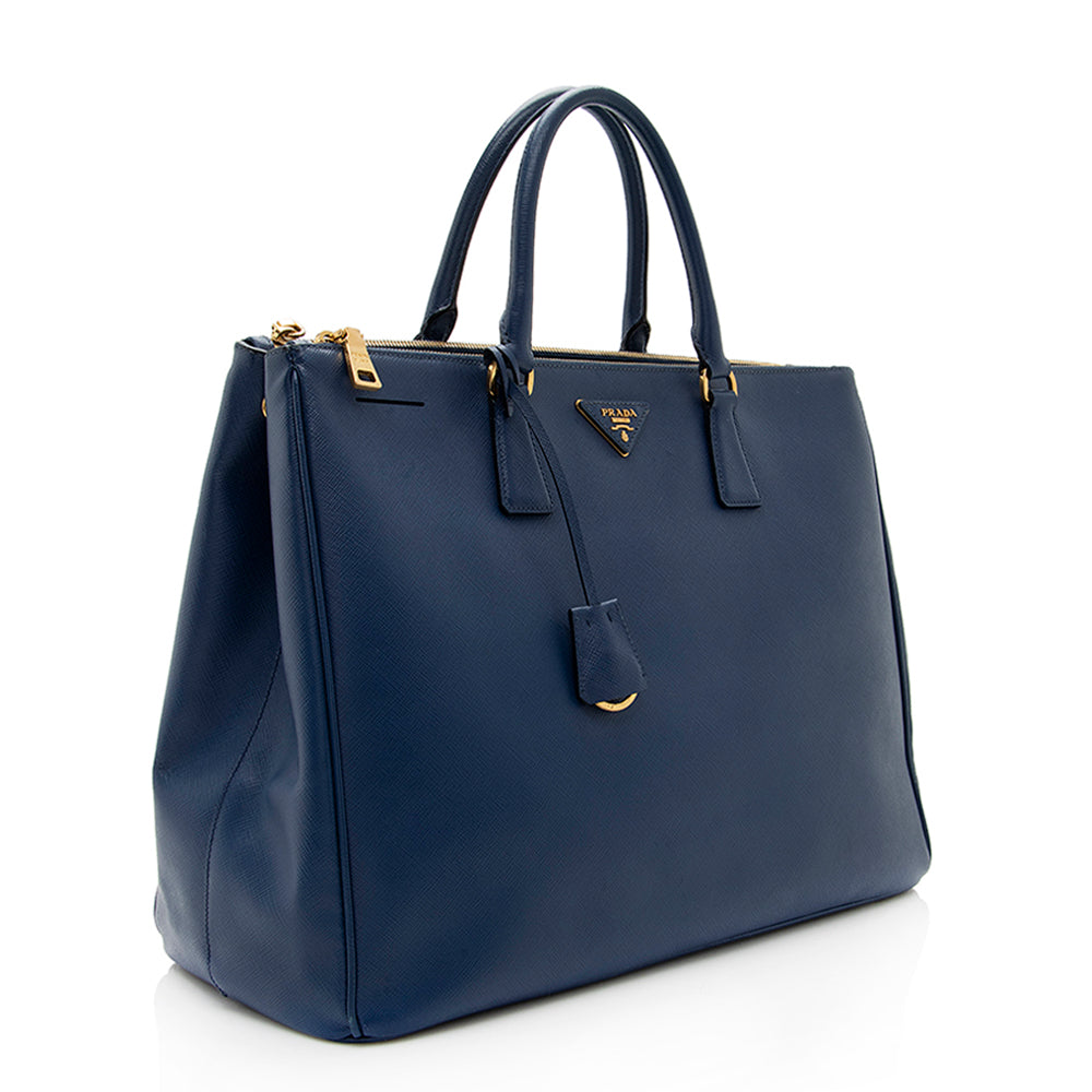 Prada Lux Double Tote Shf Saffiano Large Zip Tote Bag