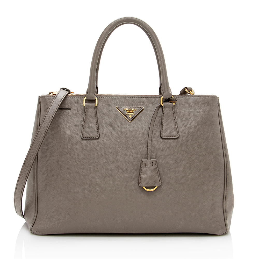 Prada Lux Double Tote Shf Saffiano Medium Zip Tote Bag