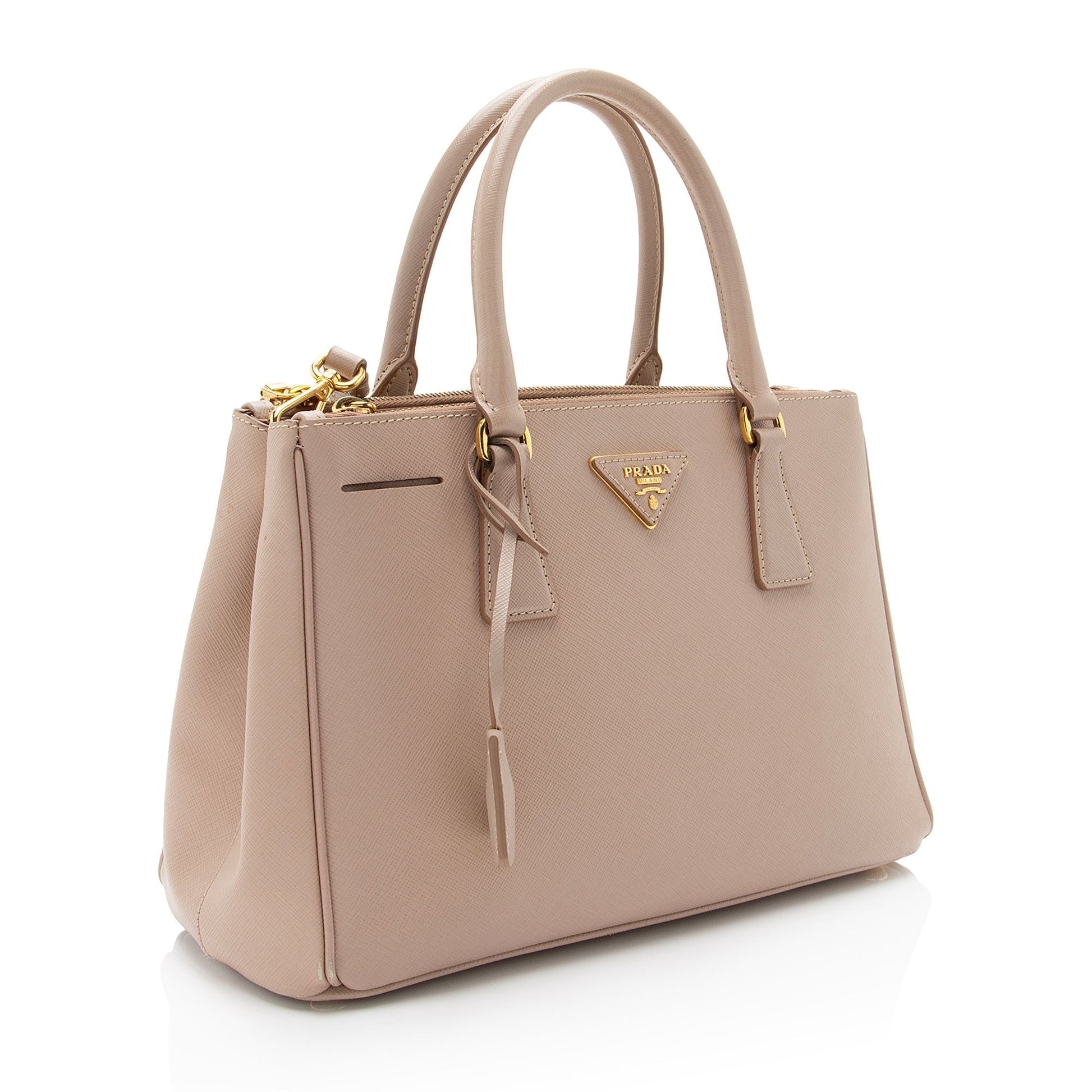 Prada Lux Double Tote Shf Dninwm Saffiano Small Zip Tote Bag