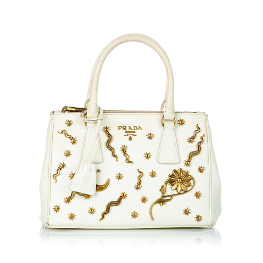 Prada Lux Galleria Astrology Double Handbag Shg Saffiano Zip Satchel Bag