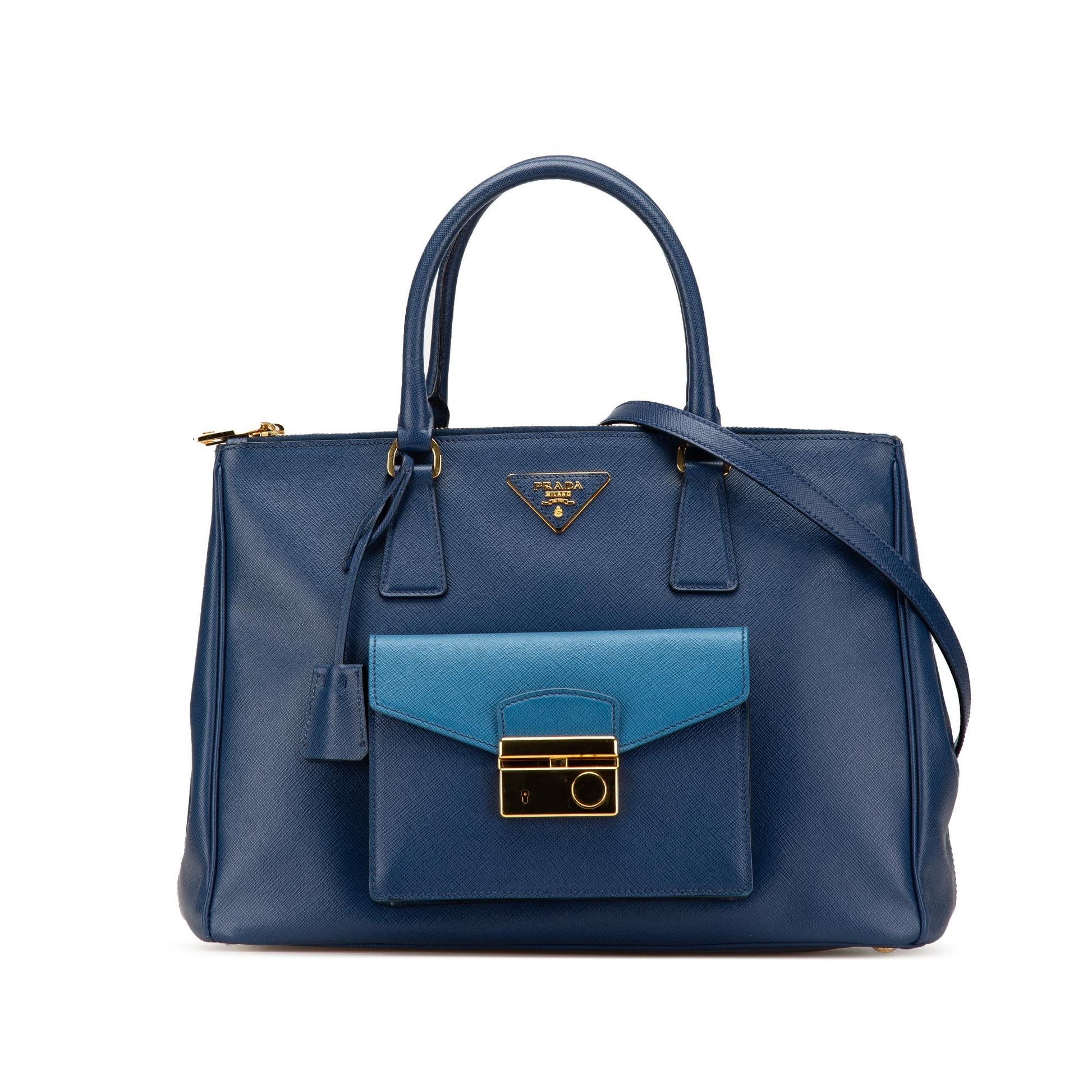Prada Lux Galleria Double Front Pocket Satchel Saffiano Zip Satchel Bag