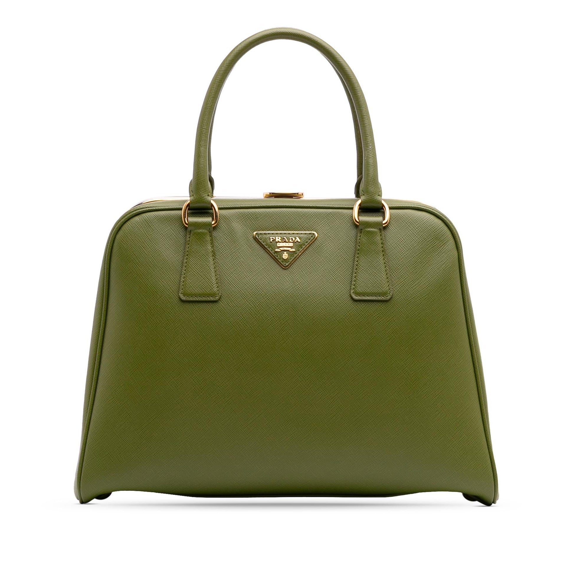 Prada Lux Pyramid Frame Handbag Saffiano Satchel Bag