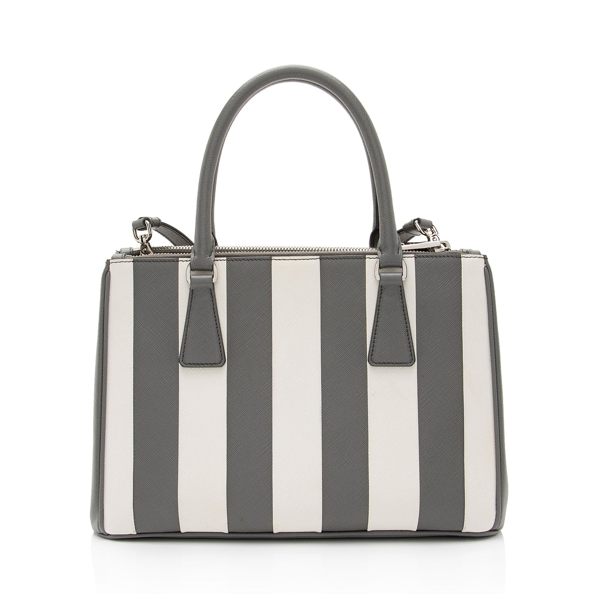 Prada Lux Striped Double Tote Shf Bg3Tlj Saffiano Small Zip Tote Bag