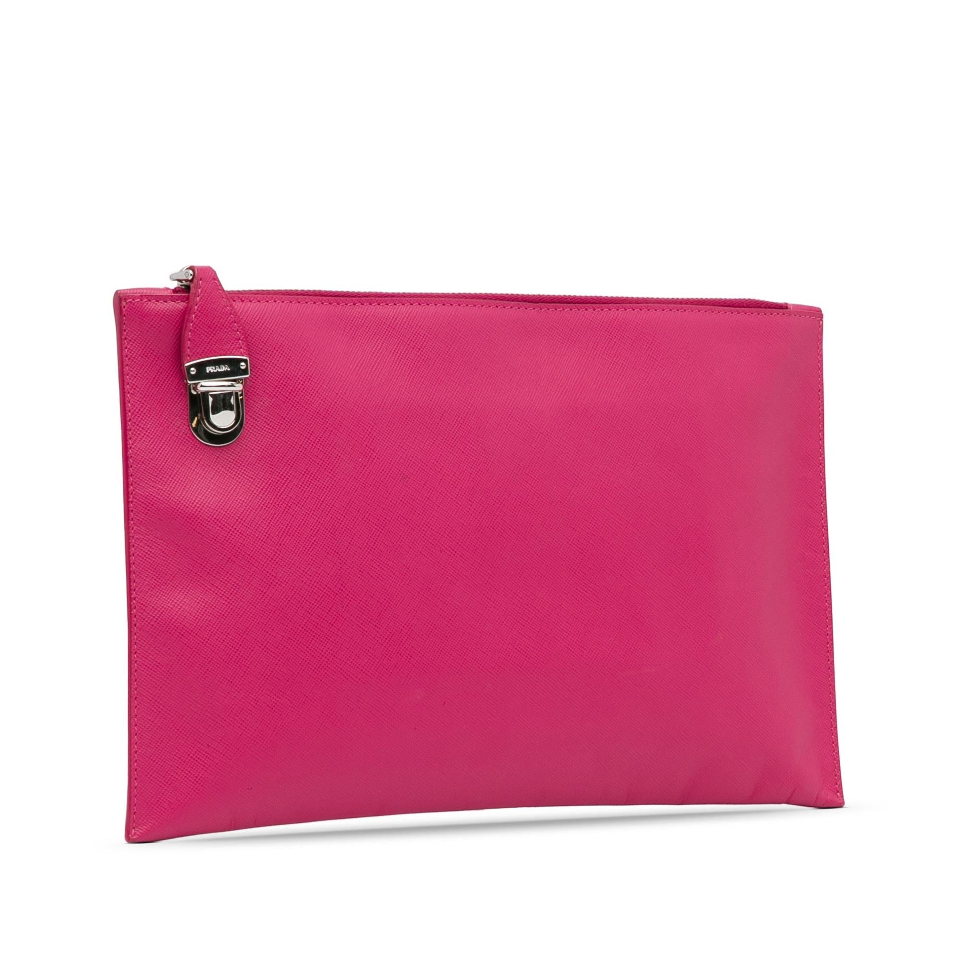 Prada Lux Clutch Shg Abncak Saffiano Zip Clutch Bag