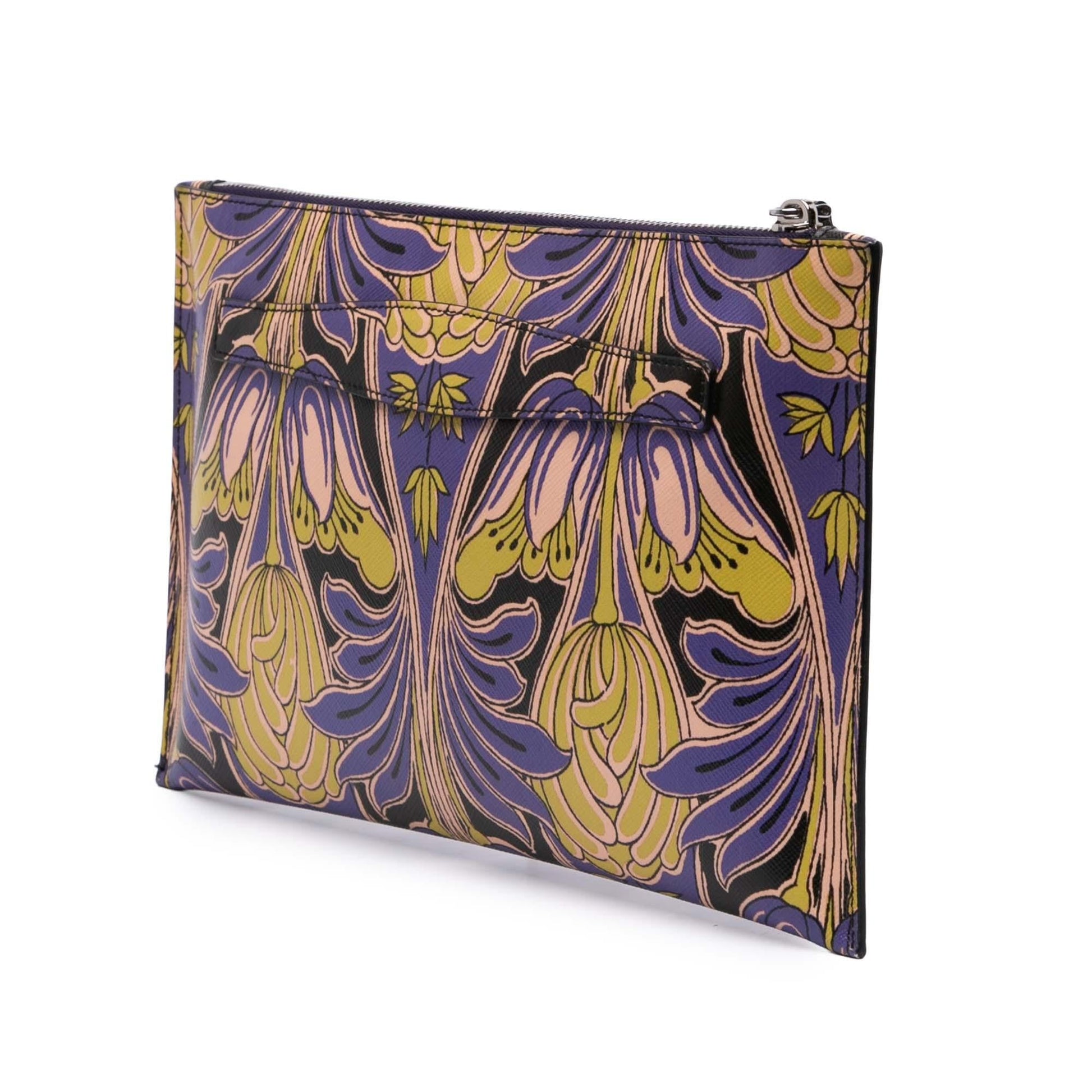 Prada Stampa Floral Clutch Saffiano Clutch Bag