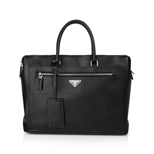 Prada Saffiano Travel Briefcase Handbag Travel Bag
