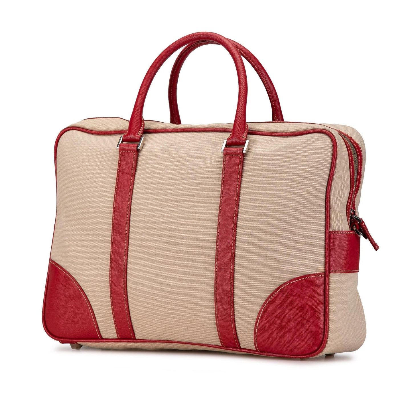 Prada Trimmed Briefcase Shg Hgtcfn Tote Bag Canvas Saffiano