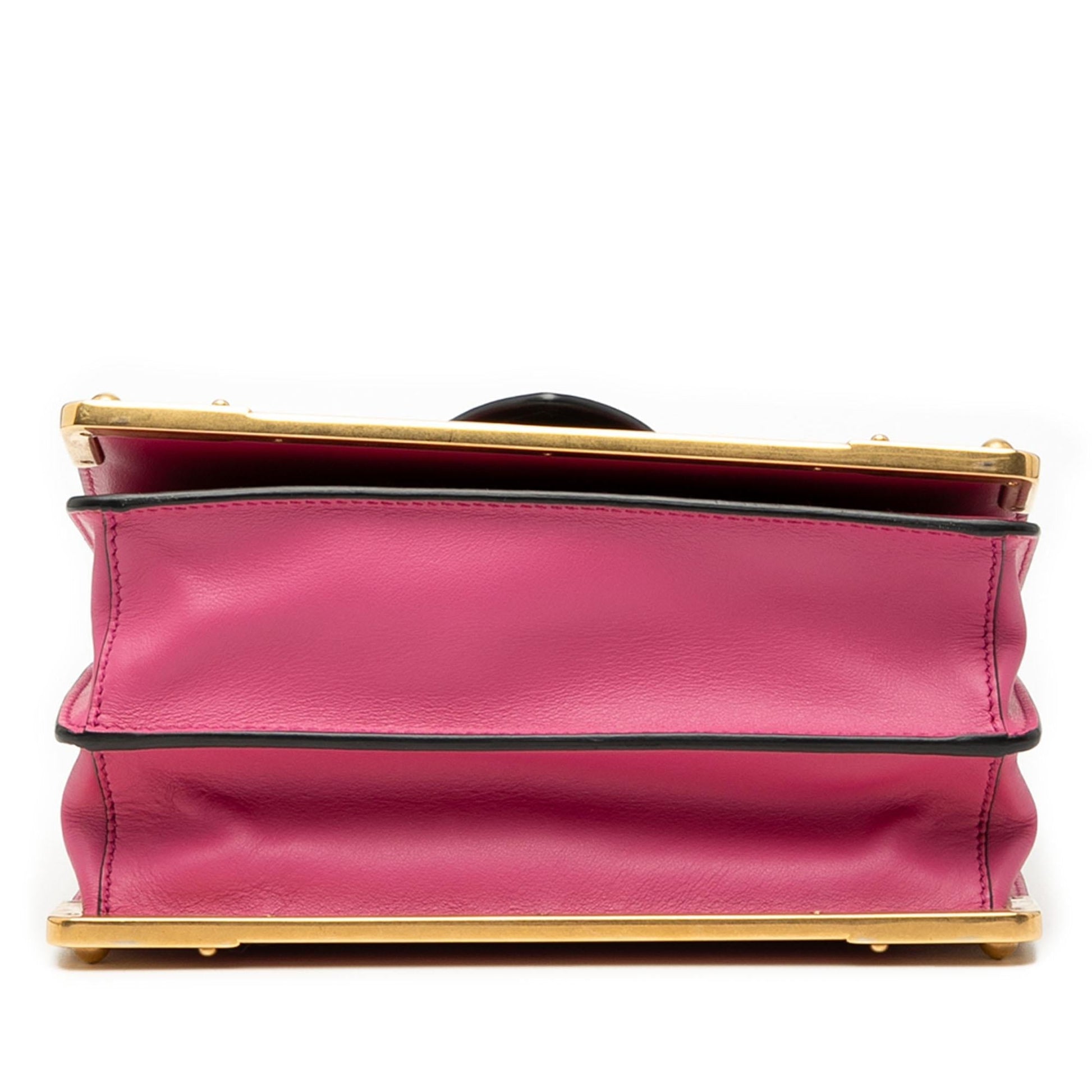 Prada Trimmed City Calf Cahier Crossbody Saffiano Crossbody Bag