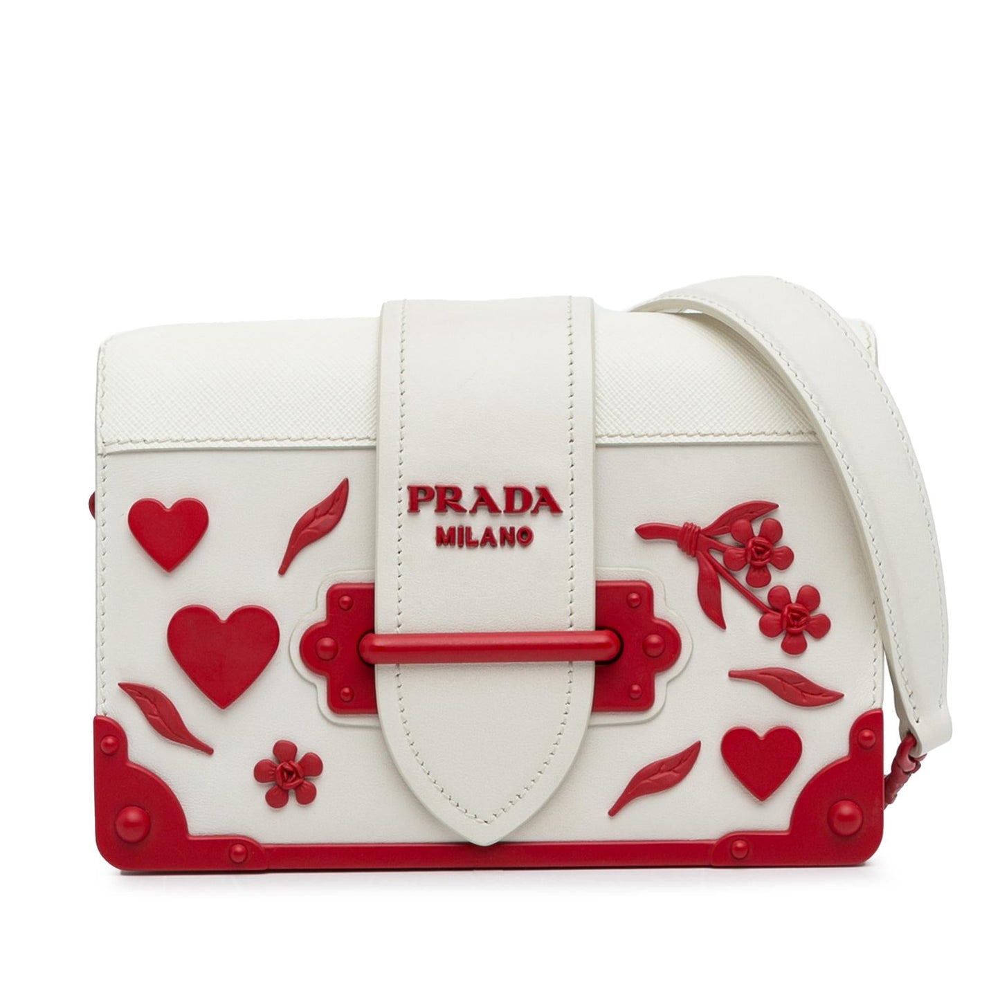 Prada Trimmed City Calf Cahier Flower Heart Bag Shg Saffiano Crossbody Bag