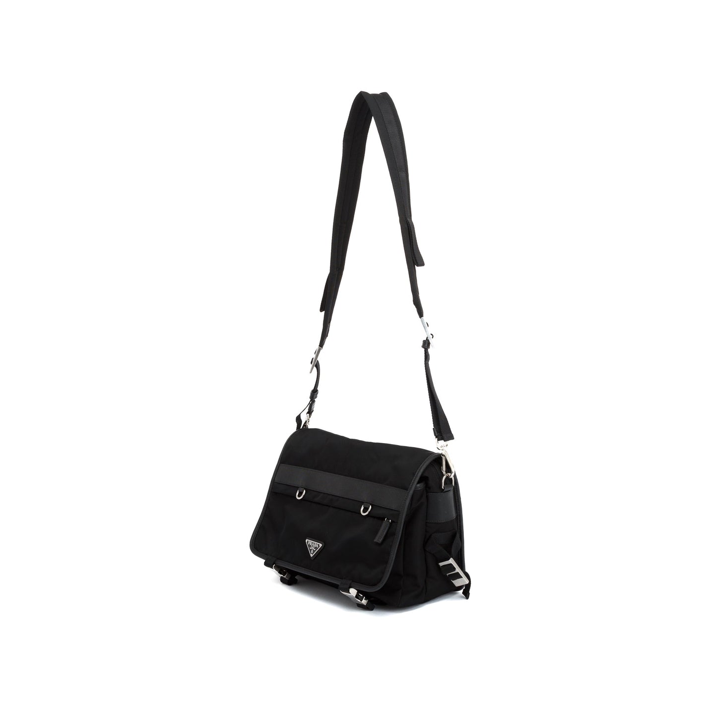 Prada Saffiano Trimmed Messenger Bag Nylon Travel Bag