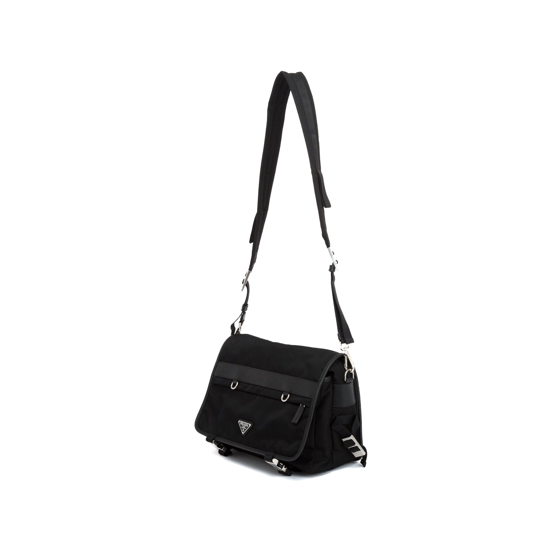 Prada Saffiano Trimmed Messenger Bag Nylon Travel Bag