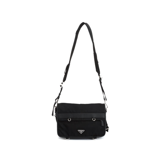 Prada Saffiano Trimmed Messenger Bag Nylon Travel Bag