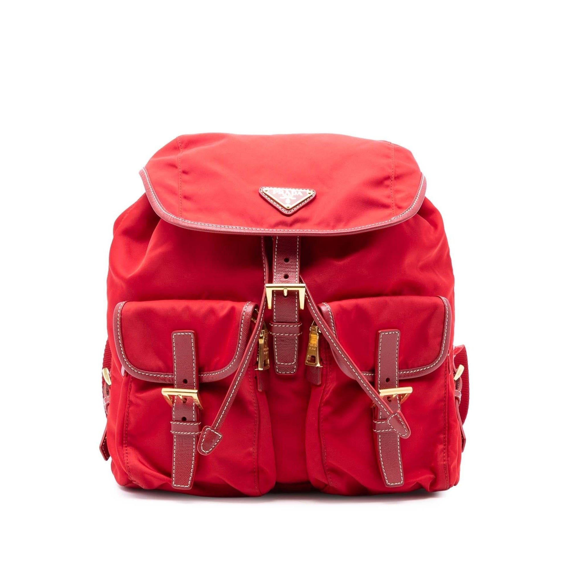 Prada Trimmed Tessuto Backpack Saffiano