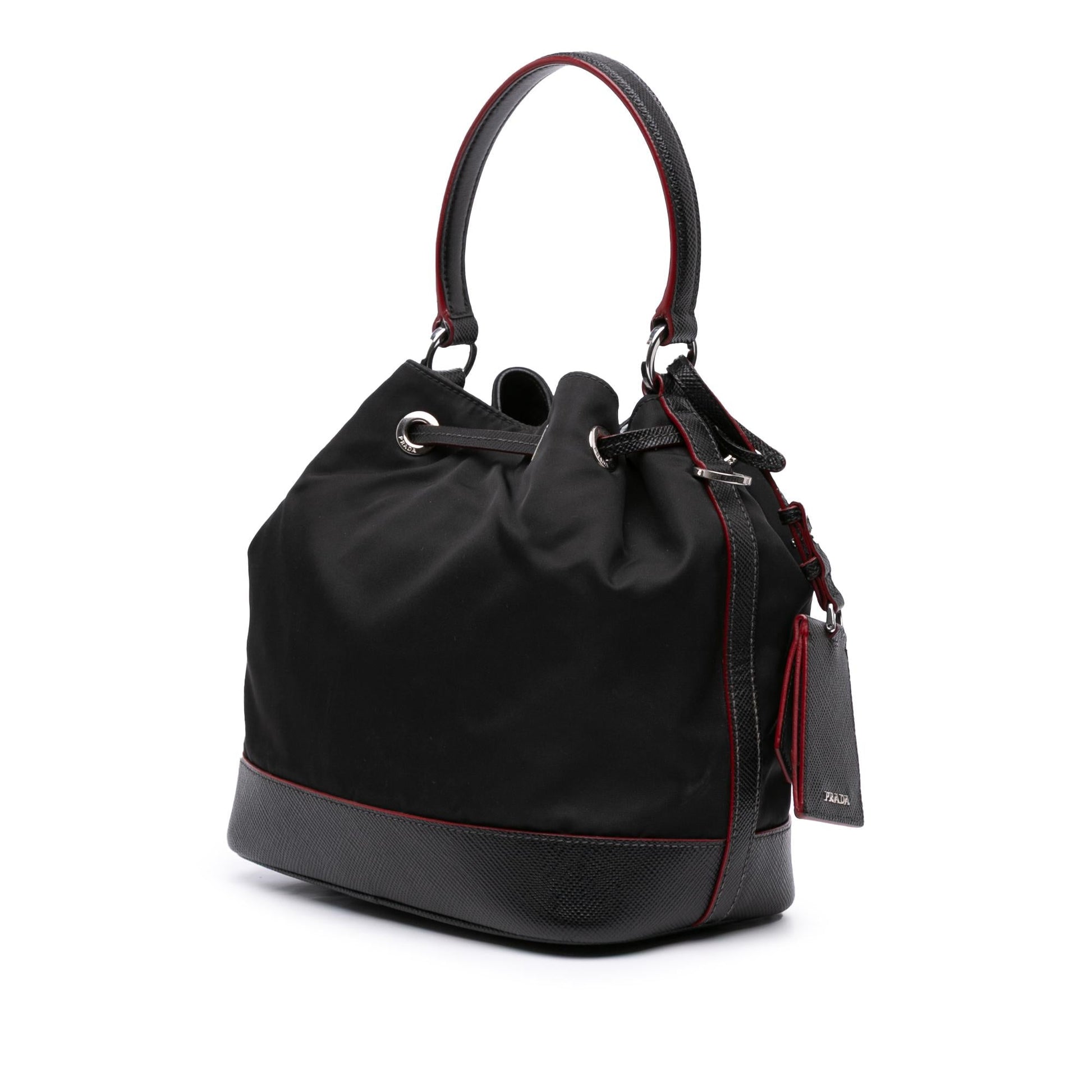 Prada Trimmed Tessuto Bag Saffiano Bucket Satchel Bag