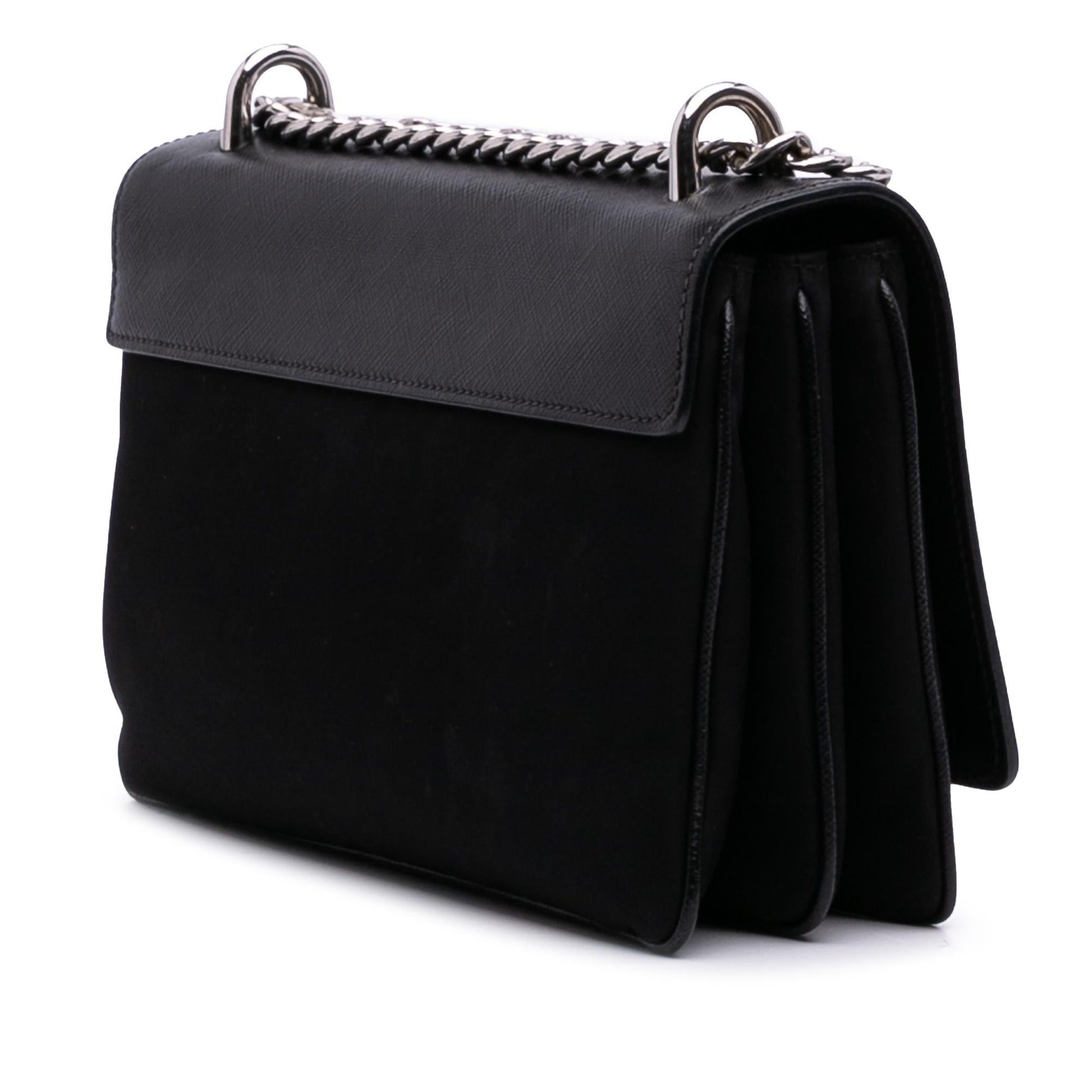 Prada Trimmed Tessuto Crossbody Saffiano Chain Crossbody Bag
