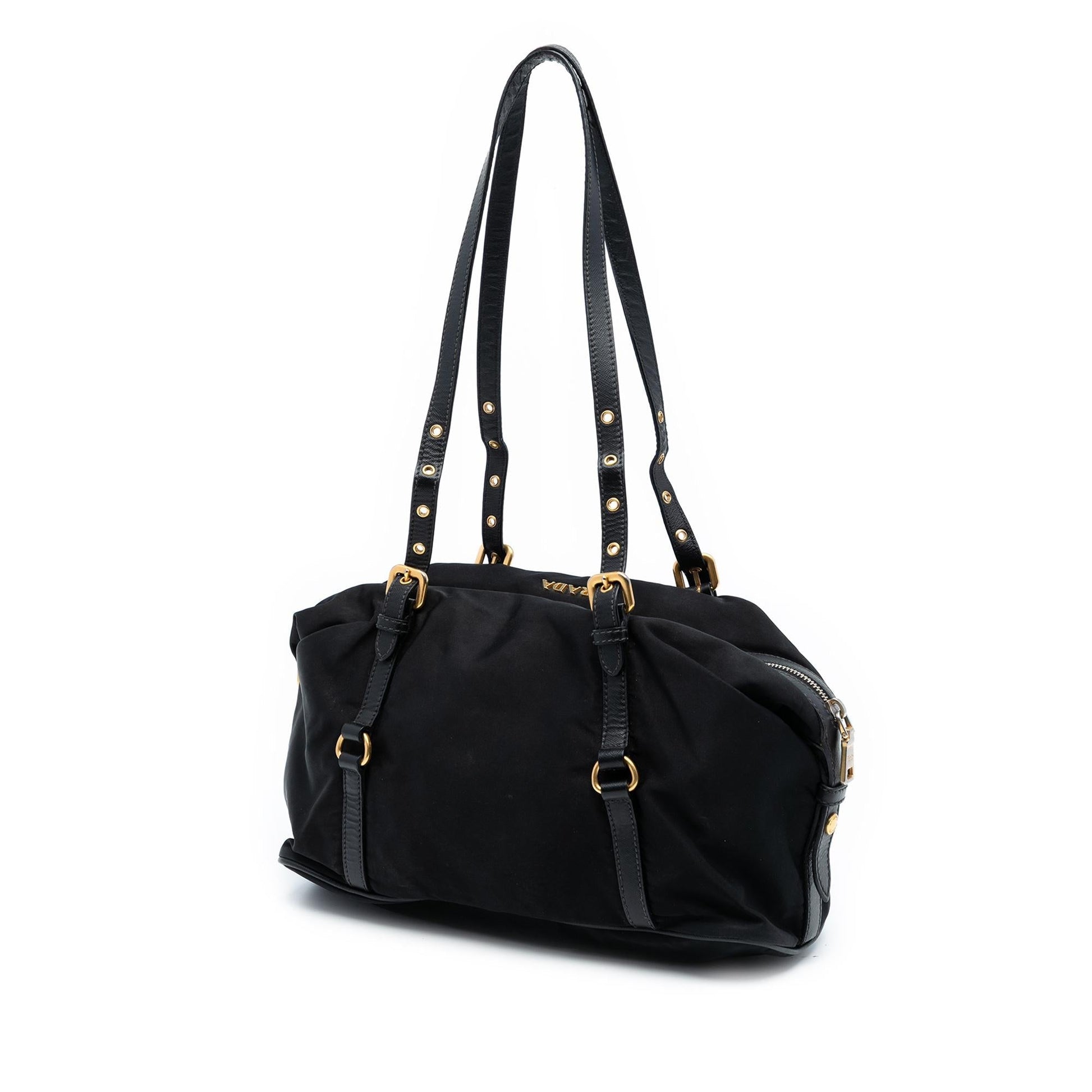 Prada Trimmed Tessuto Satchel Saffiano Logo Satchel Bag
