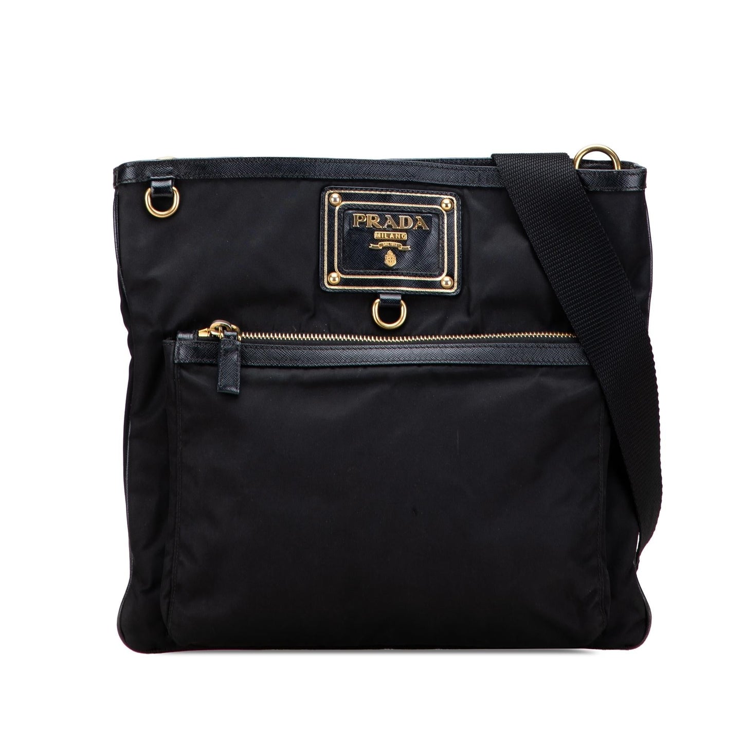 Prada Trimmed Tessuto Snap Crossbody Saffiano Crossbody Bag