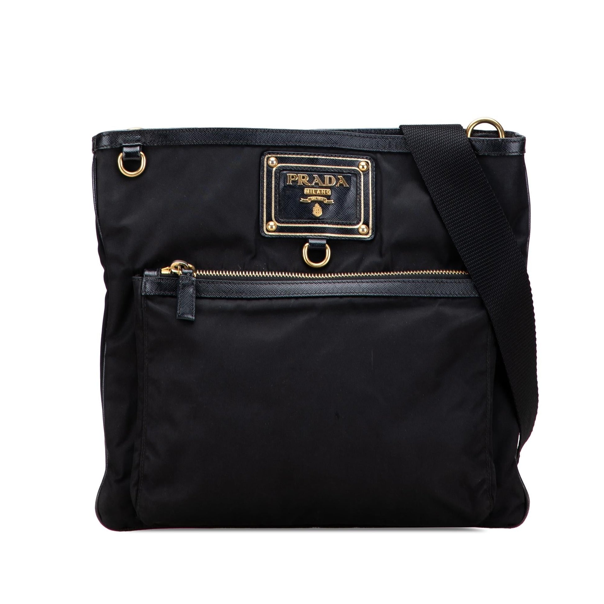 Prada Trimmed Tessuto Snap Crossbody Saffiano Crossbody Bag