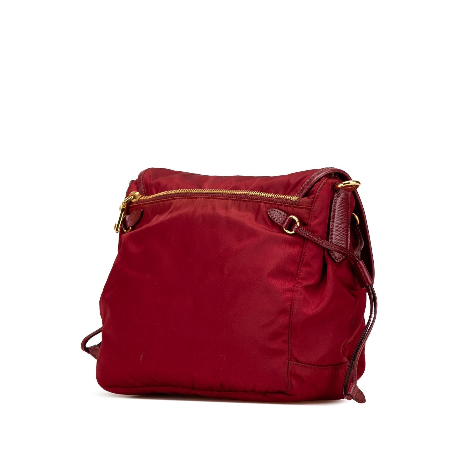 Prada Trimmed Tessuto Double Buckle Messenger Bag Saffiano Zip Crossbody Bag