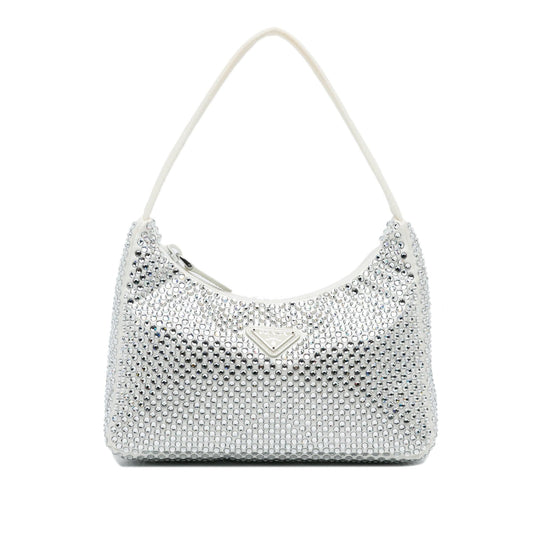 Prada Crystal Re Edition Shg 0Qe6Fx Handbag Satin Mini Travel Bag