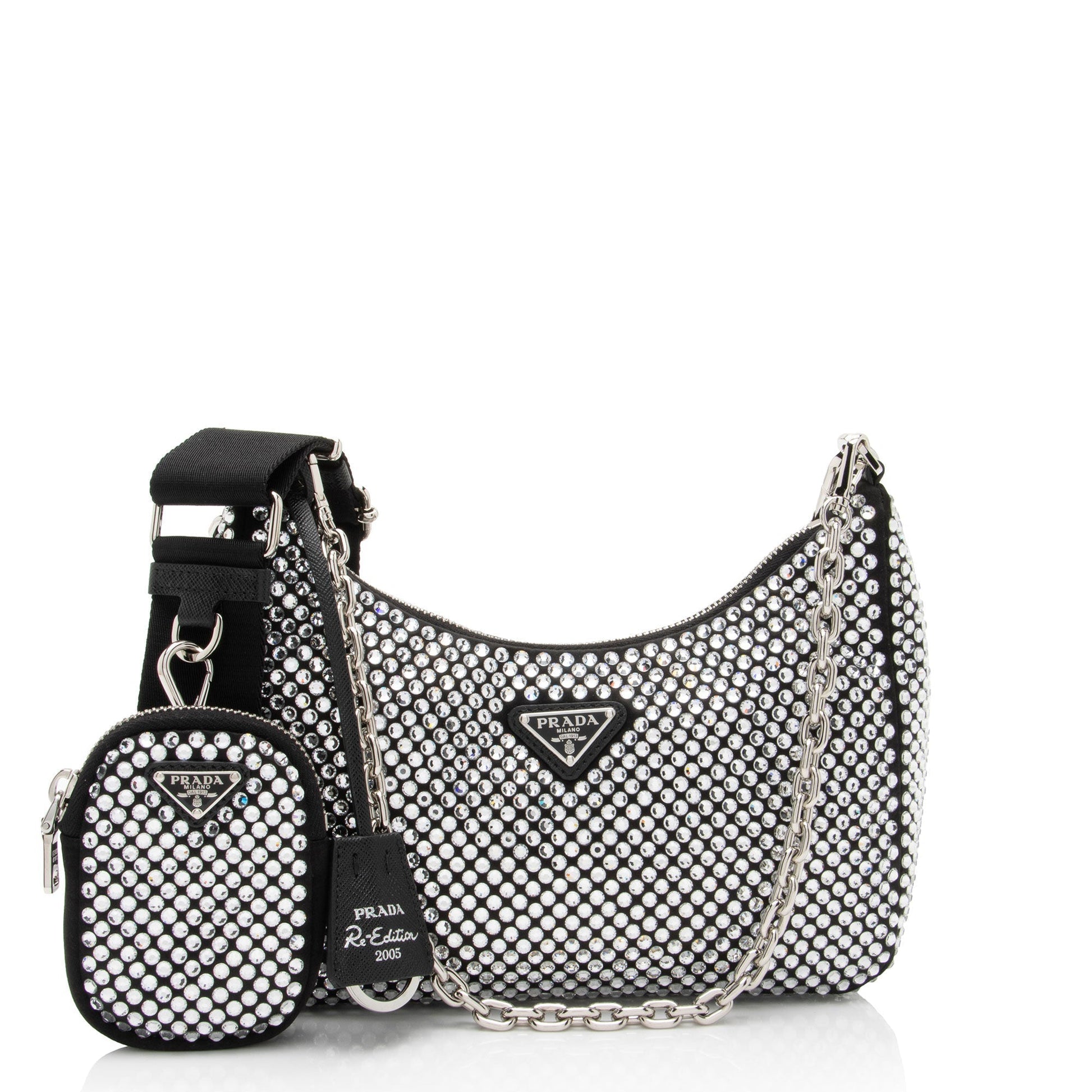 Prada Crystal Re Edition Crossbody Shf Lo9Csv Satin Crossbody Bag