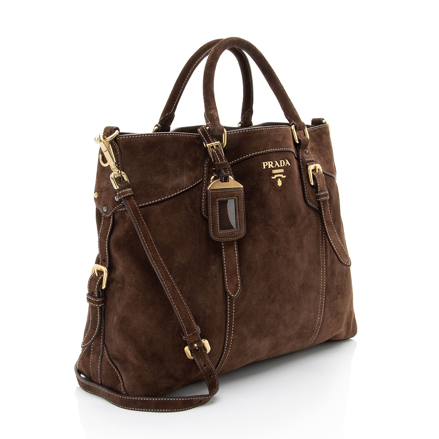 Prada Scamosciato Convertible Satchel Suede Satchel Bag