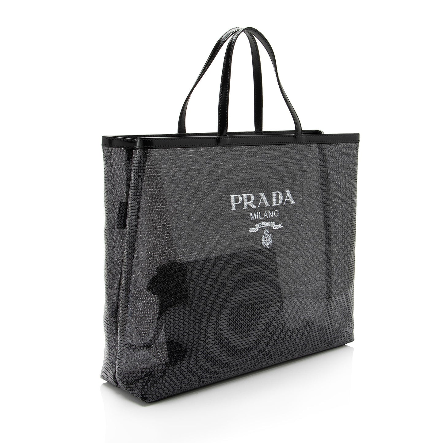 Prada Sequin Mesh Tote Large Logo Tote Bag