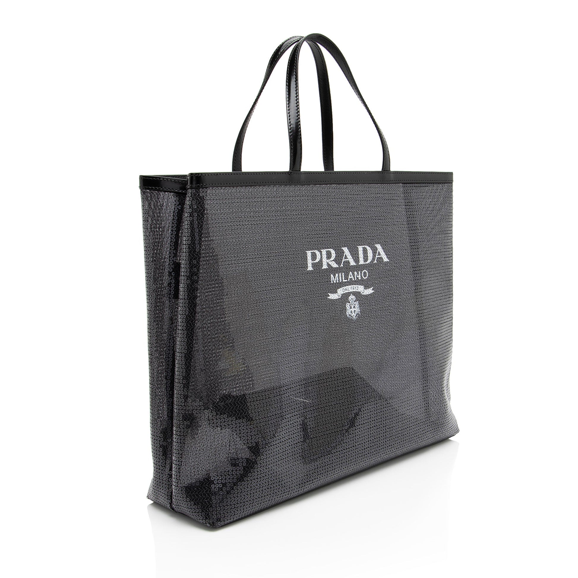Prada Sequin Mesh Tote Large Logo Tote Bag Logo Large Tote