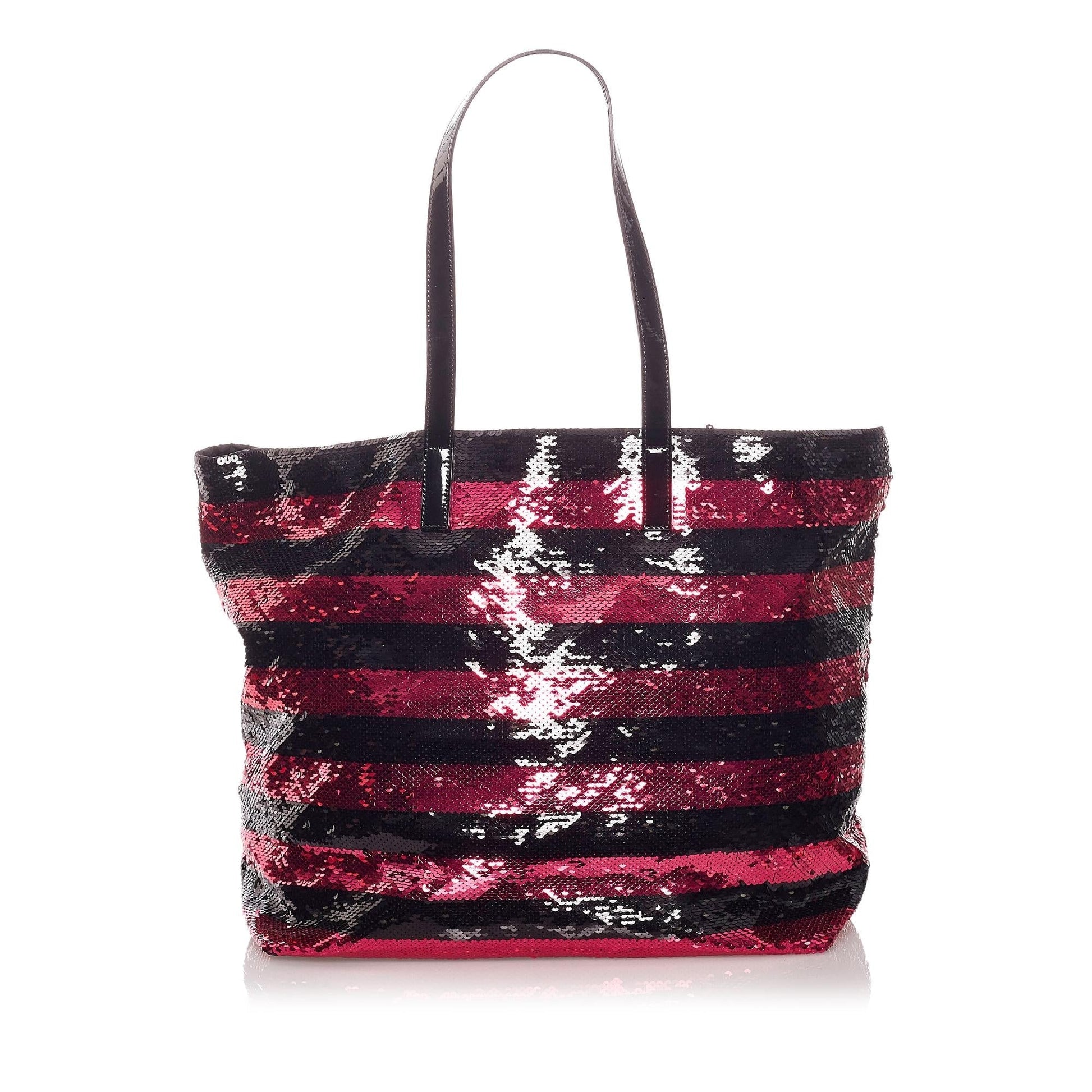 Prada Sequin Striped Tote Bag Shg