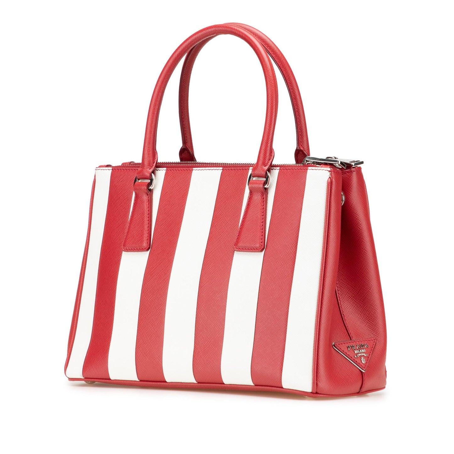 Prada Bicolor Galleria Double Satchel Saffiano Small Zip Satchel Bag