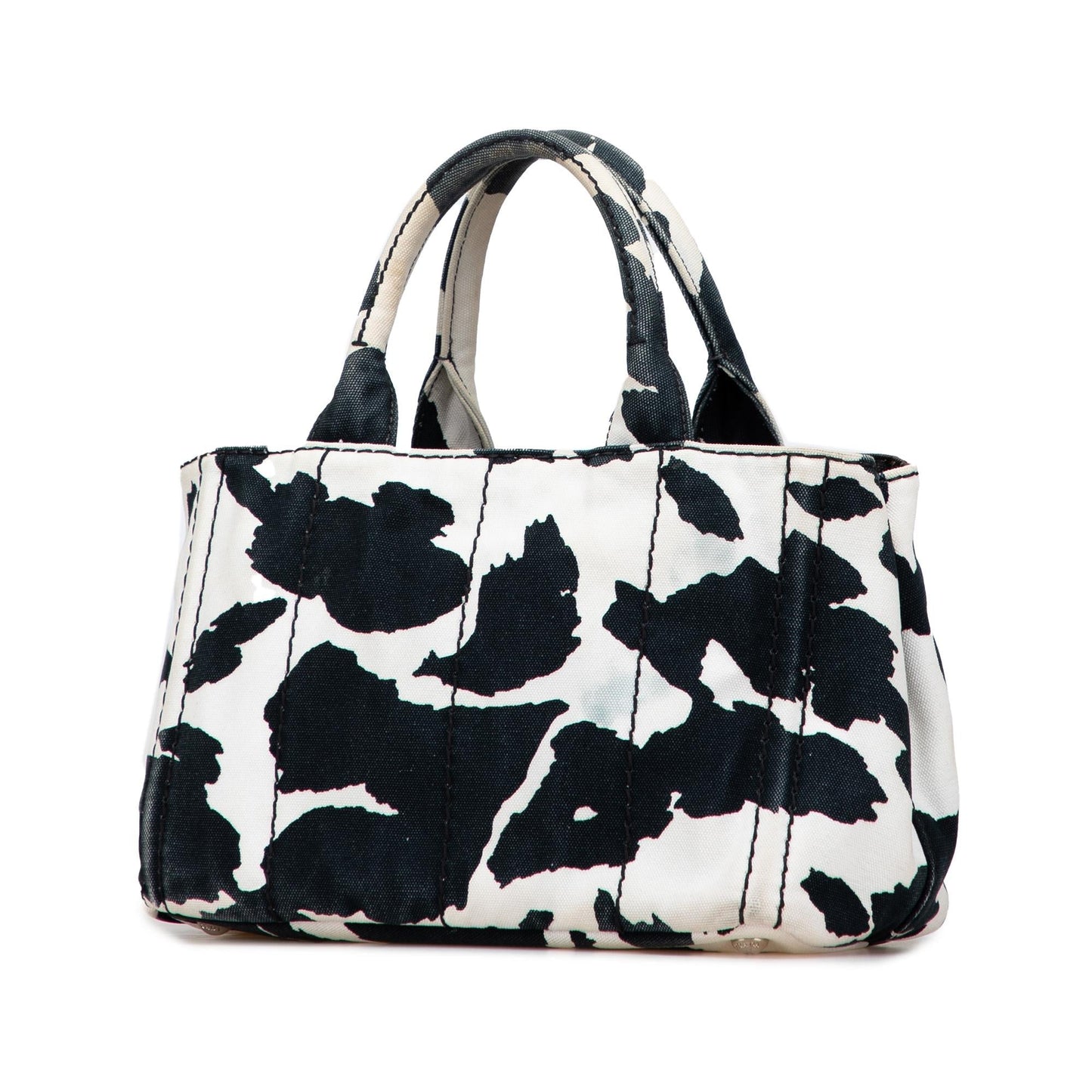 Prada Canapa Cow Print Satchel Canvas Small Satchel Bag